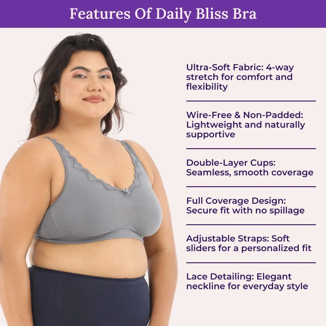 Day Bra For Curvy Women | Full Coverage | Wire-Free & Non-Padded | Seamless Cups | No Centre Panel/Gore |  Back Hook & Eye Closure | Pack Of 2