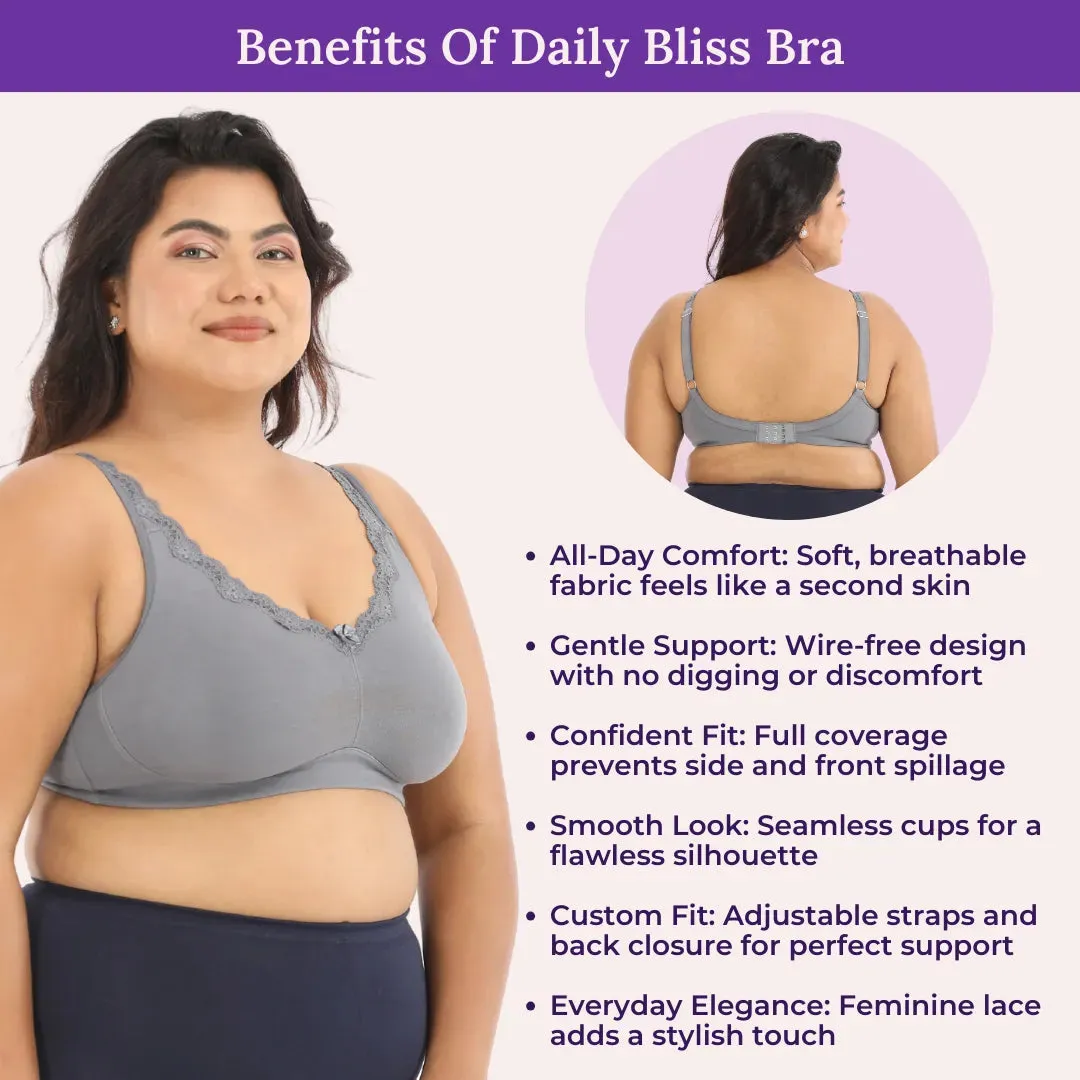 Day Bra For Curvy Women | Full Coverage | Wire-Free & Non-Padded | Seamless Cups | No Centre Panel/Gore |  Back Hook & Eye Closure | Pack Of 2
