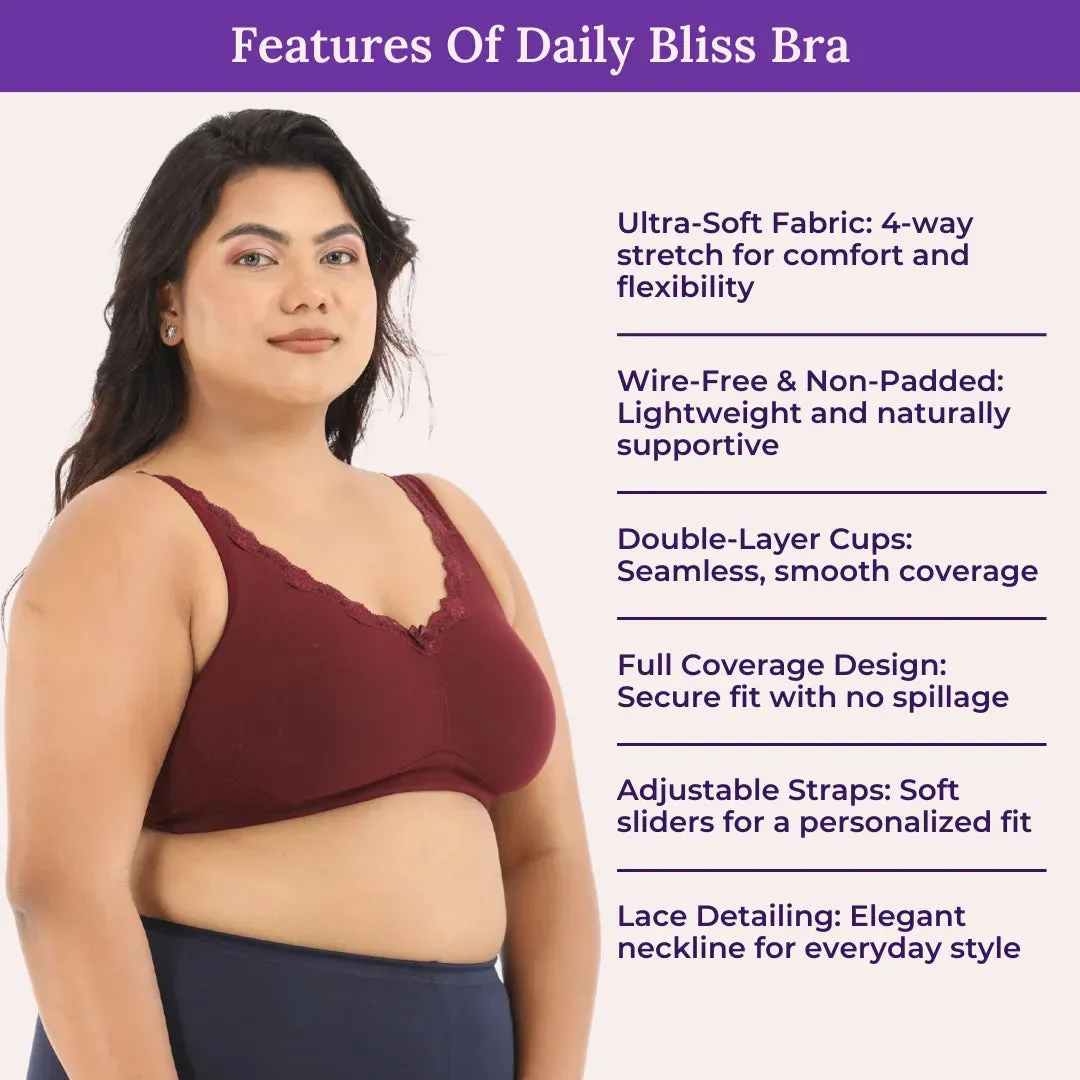 Day Bra For Curvy Women | Full Coverage | Wire-Free & Non-Padded | Seamless Cups | No Centre Panel/Gore |  Back Hook & Eye Closure