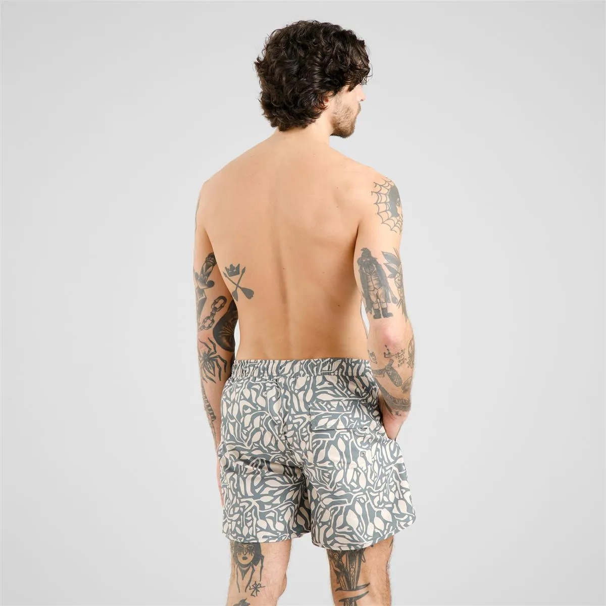DEDICATED Swim Shorts Sandhamn Leaf Mosaic Leaf Green