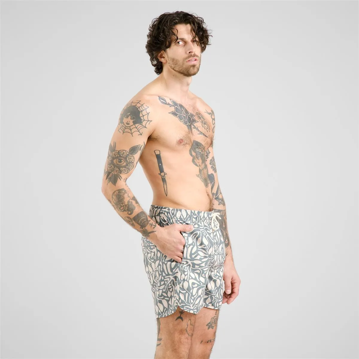 DEDICATED Swim Shorts Sandhamn Leaf Mosaic Leaf Green