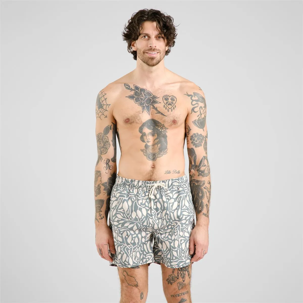 DEDICATED Swim Shorts Sandhamn Leaf Mosaic Leaf Green