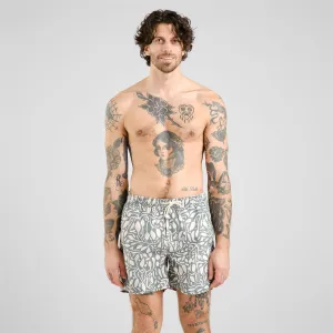 DEDICATED Swim Shorts Sandhamn Leaf Mosaic Leaf Green