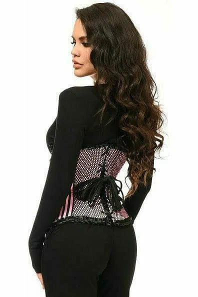 Deluxe Pink Burlesque Underwire Curvy Cut Waist Cincher Corset
