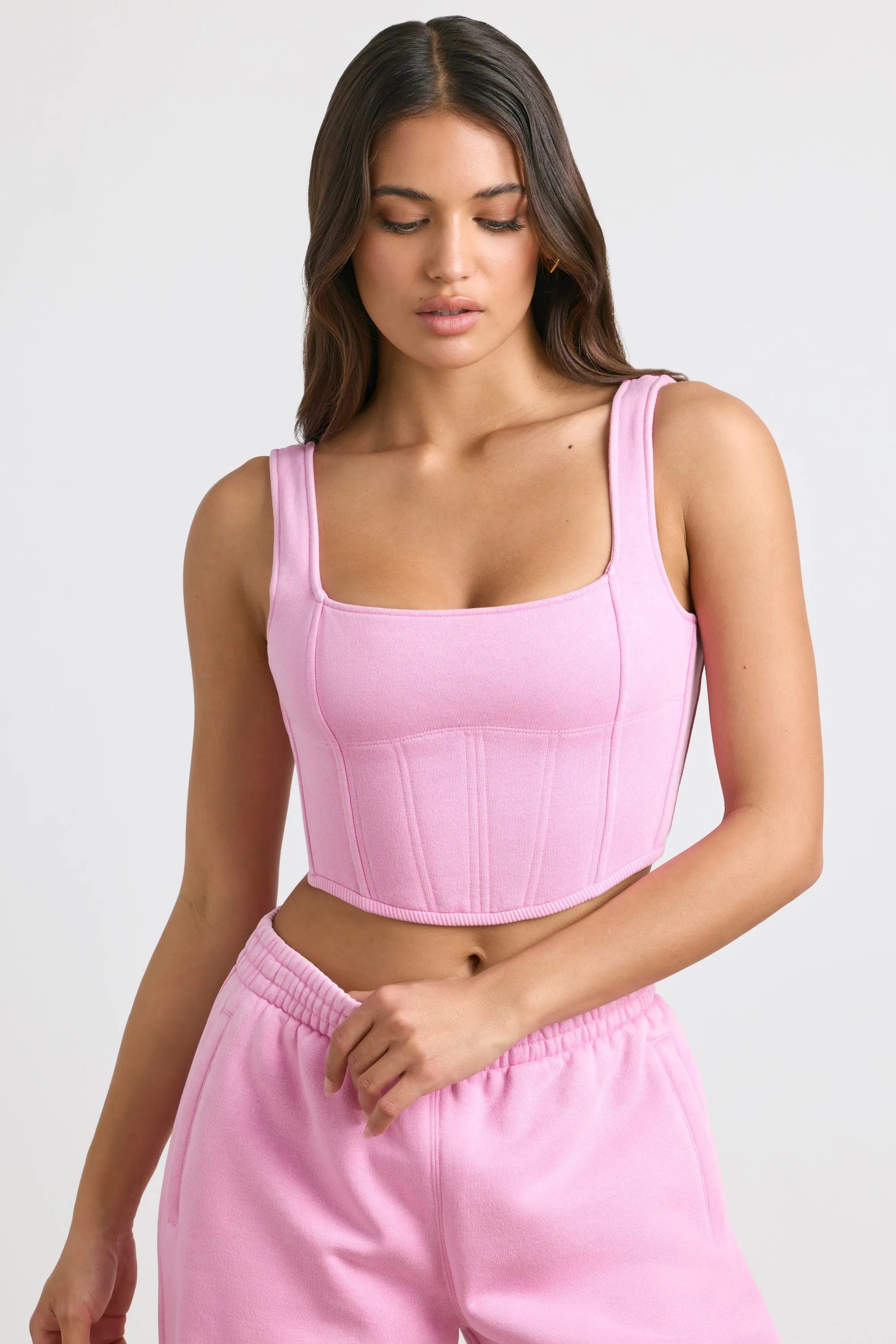 Desire - Corset Crop Top in Bubblegum Pink