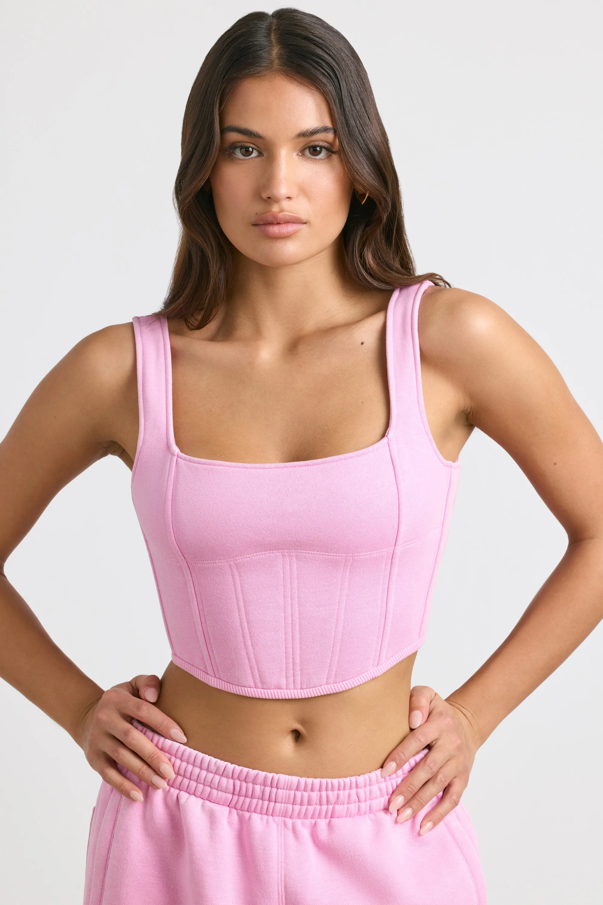 Desire - Corset Crop Top in Bubblegum Pink
