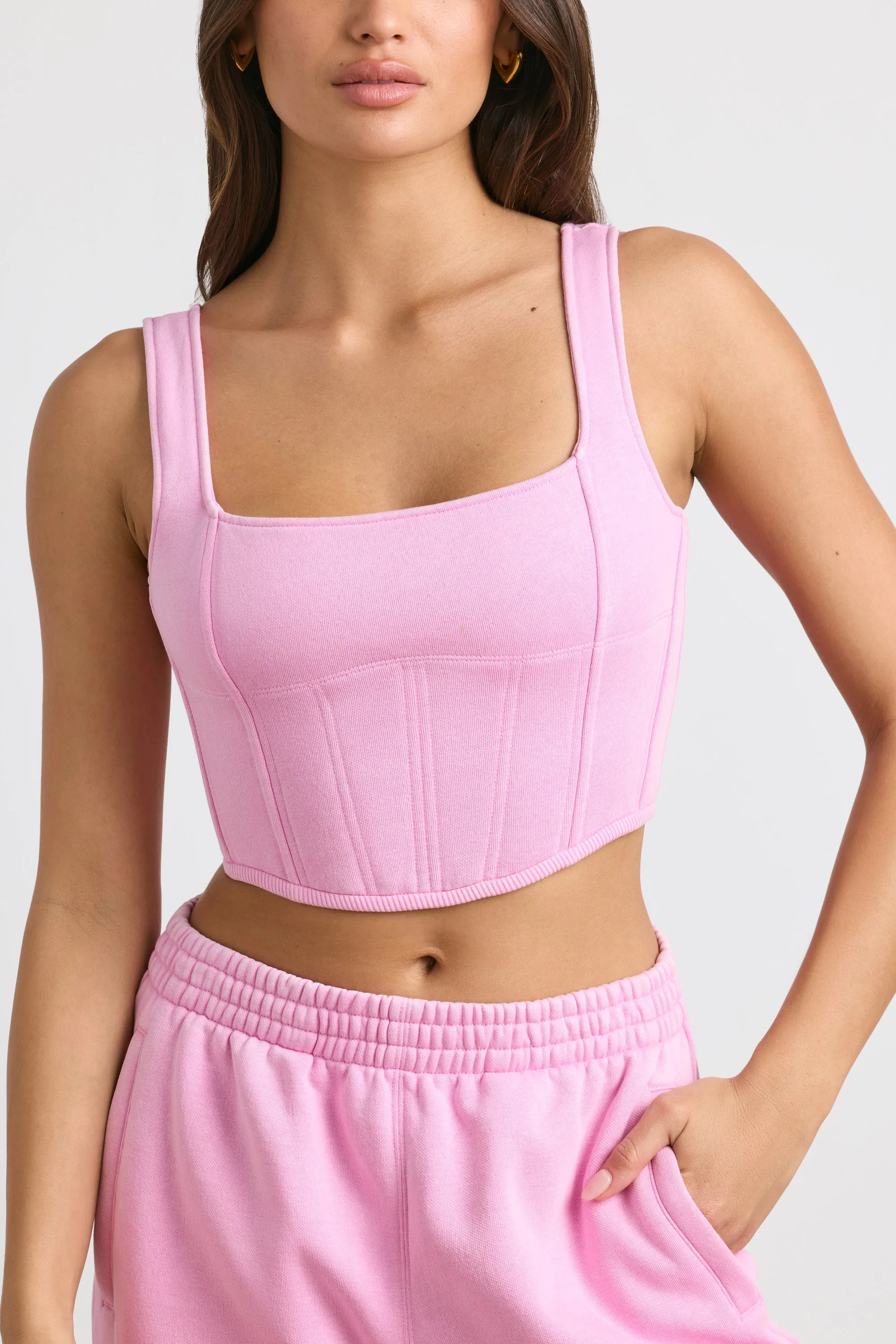 Desire - Corset Crop Top in Bubblegum Pink