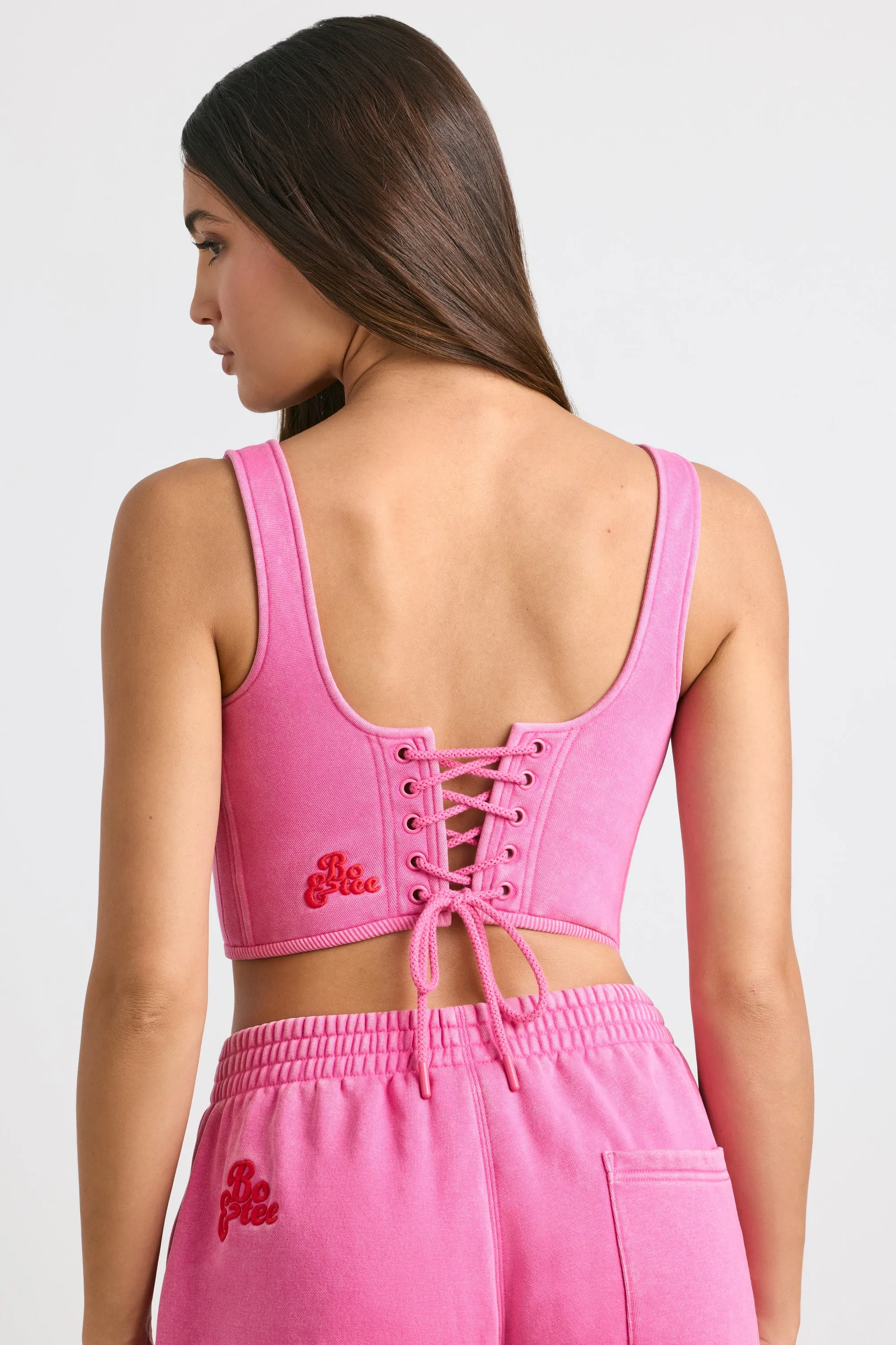 Desire - Corset Crop Top in Hot Pink