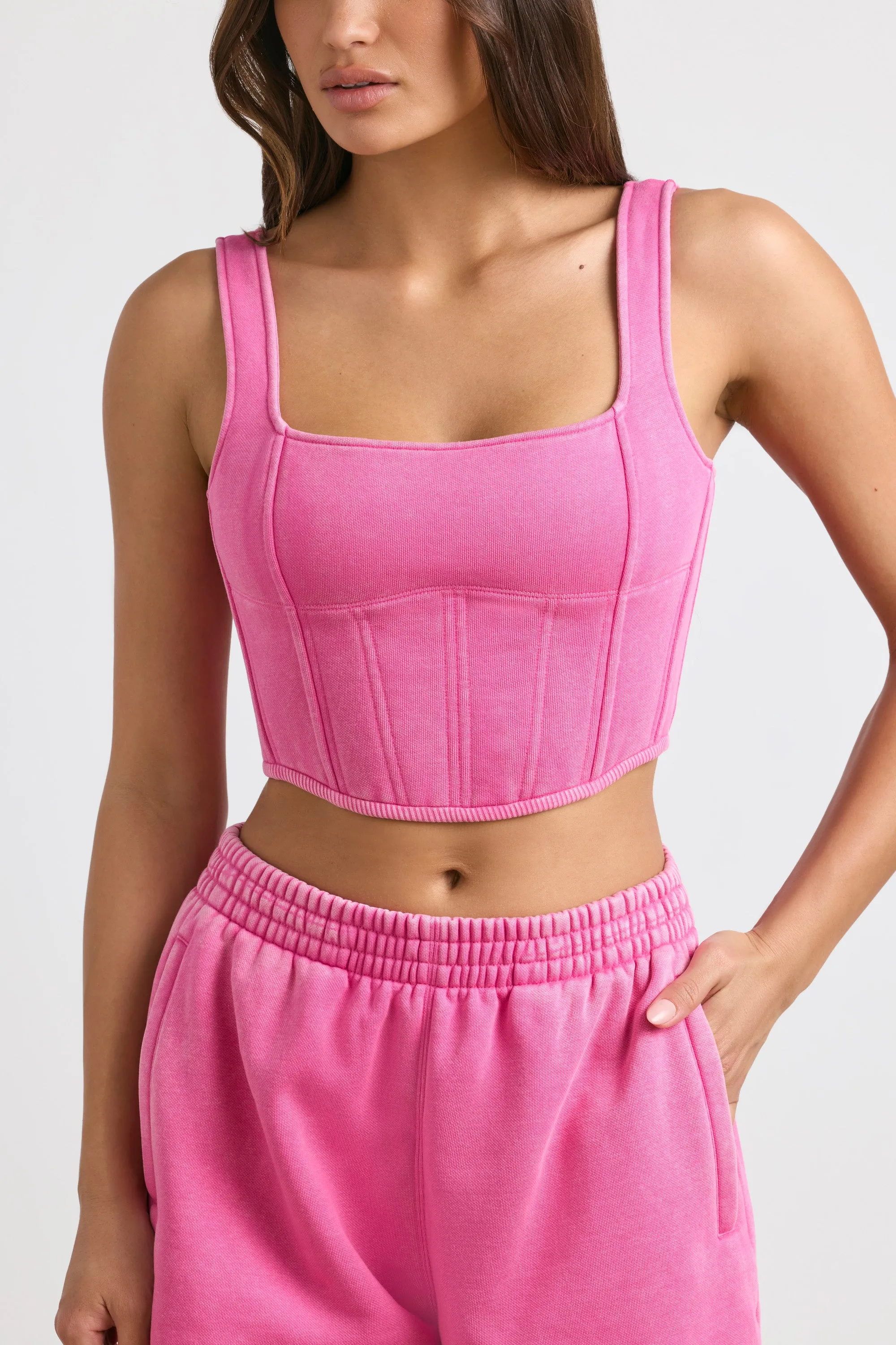 Desire - Corset Crop Top in Hot Pink