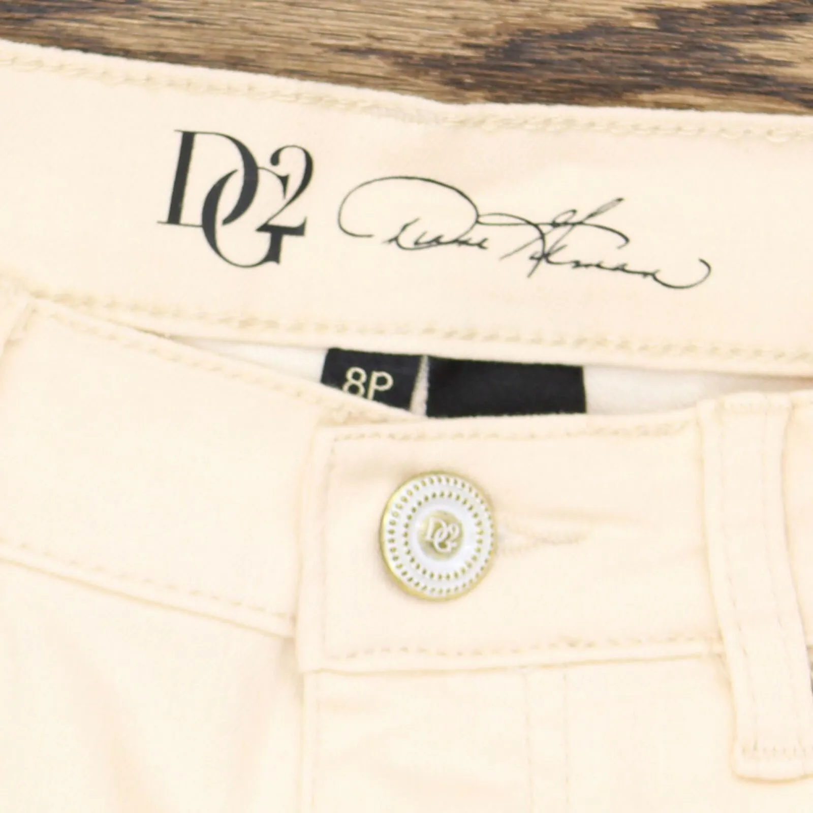 DG2 by Diane Gilman Petite Embroidered Applique Jeans Cream 8P