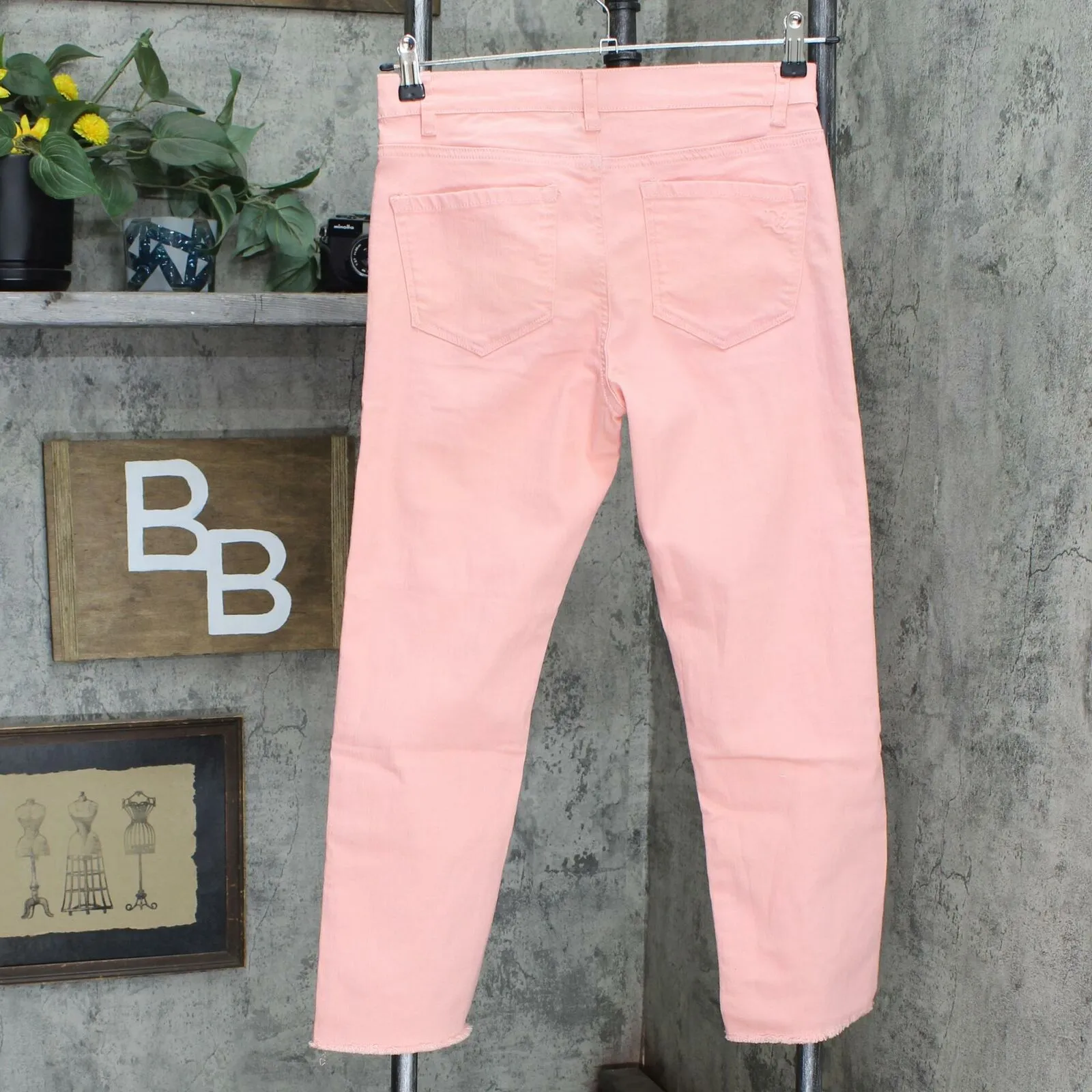 DG2 by Diane Gilman Petite Floral Fray-Hem Ankle Jeans Blush 6P