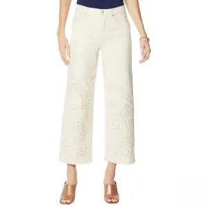 DG2 by Diane Gilman Plus Petite Applique Wide Leg Jeans