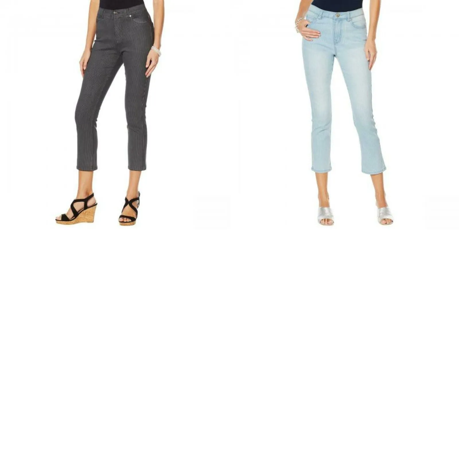 DG2 by Diane Gilman Women's Petite Classic Stretch Pinstripe Crop Jeans