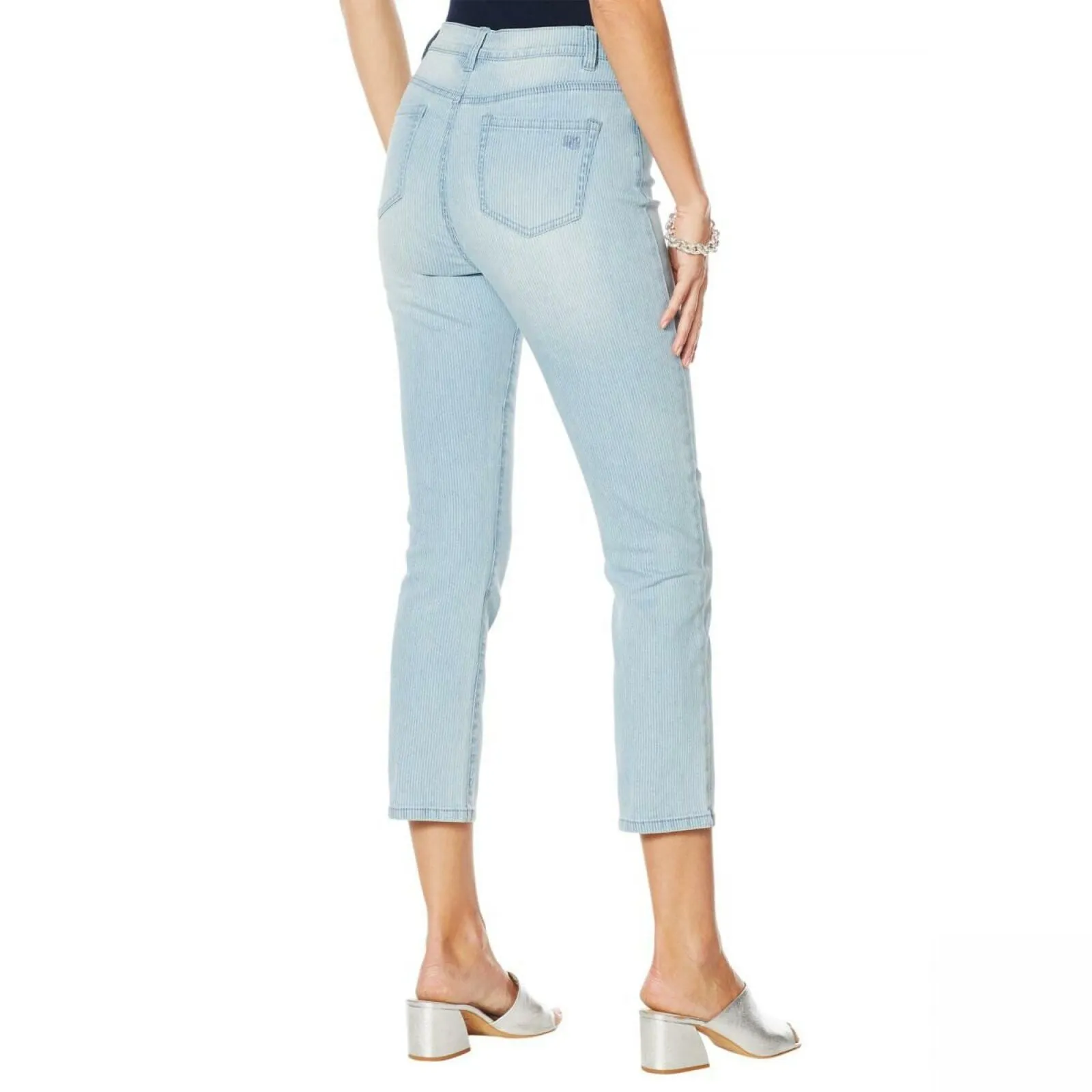 DG2 by Diane Gilman Women's Petite Classic Stretch Pinstripe Crop Jeans