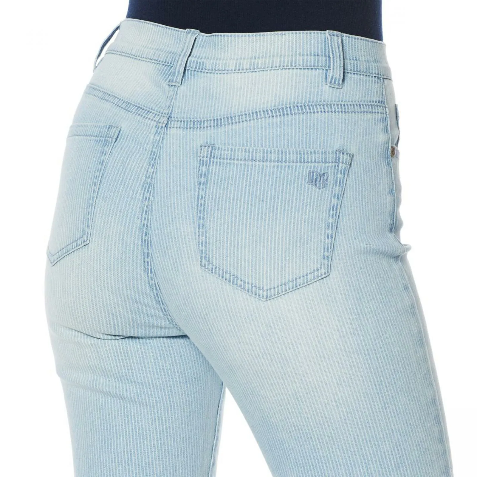 DG2 by Diane Gilman Women's Petite Classic Stretch Pinstripe Crop Jeans