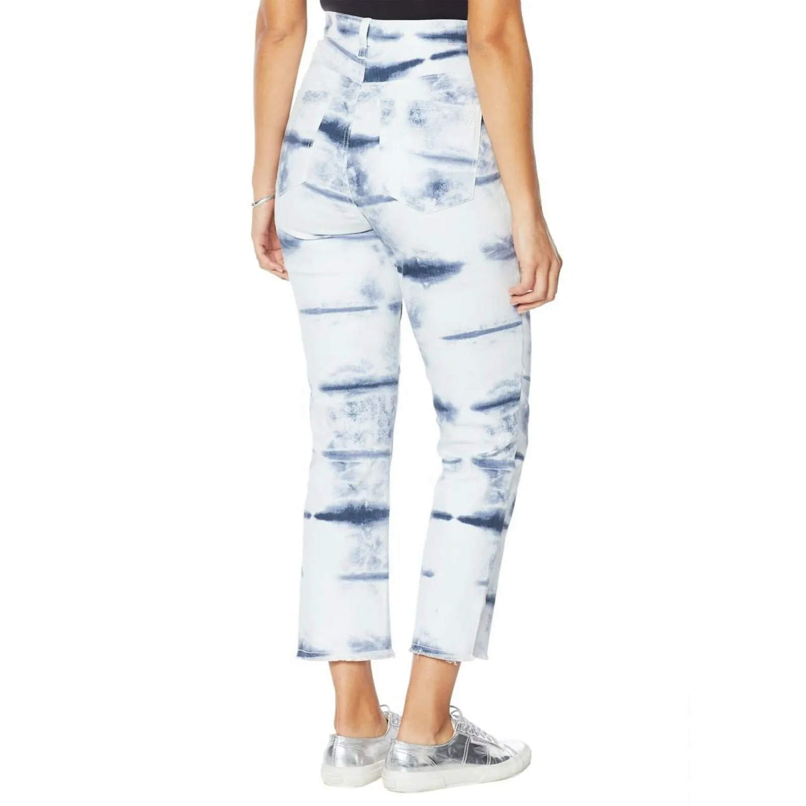DG2 by Diane Gilman Women's Petite Classic Stretch Tie Dye Straight Cropped Jeans