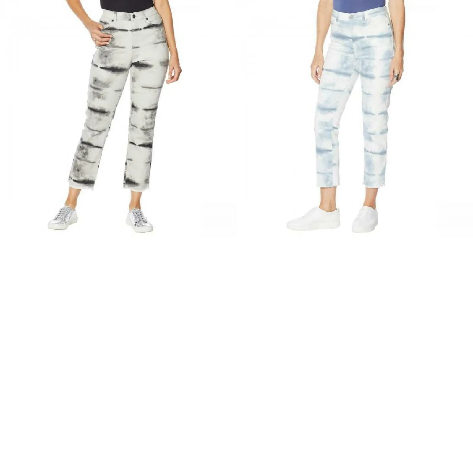 DG2 by Diane Gilman Women's Petite Classic Stretch Tie Dye Straight Cropped Jeans