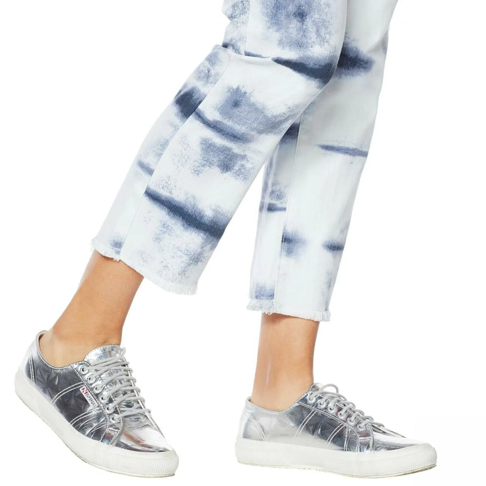 DG2 by Diane Gilman Women's Petite Classic Stretch Tie Dye Straight Cropped Jeans
