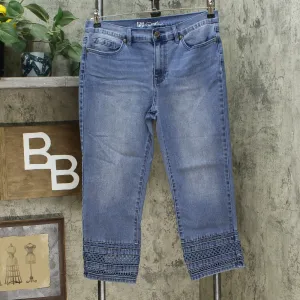 DG2 by Diane Gilman Women's Petite Crochet Hem Cropped Jeans Midtone 12P