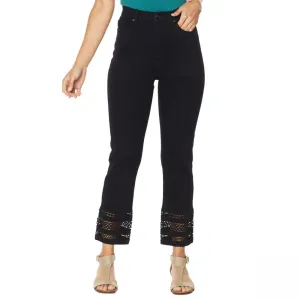 DG2 by Diane Gilman Women's Petite Crochet Lace Cropped Jeans