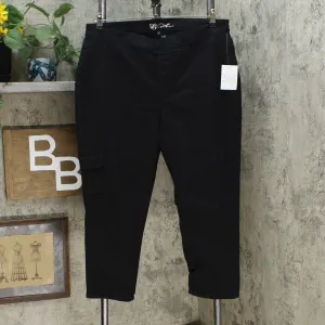 DG2 by Diane Gilman Women's Petite Cropped Stretch Twill Cargo Jegging Black PXL