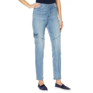 DG2 by Diane Gilman Women's Petite Cropped Stretch Twill Cargo Jeggings