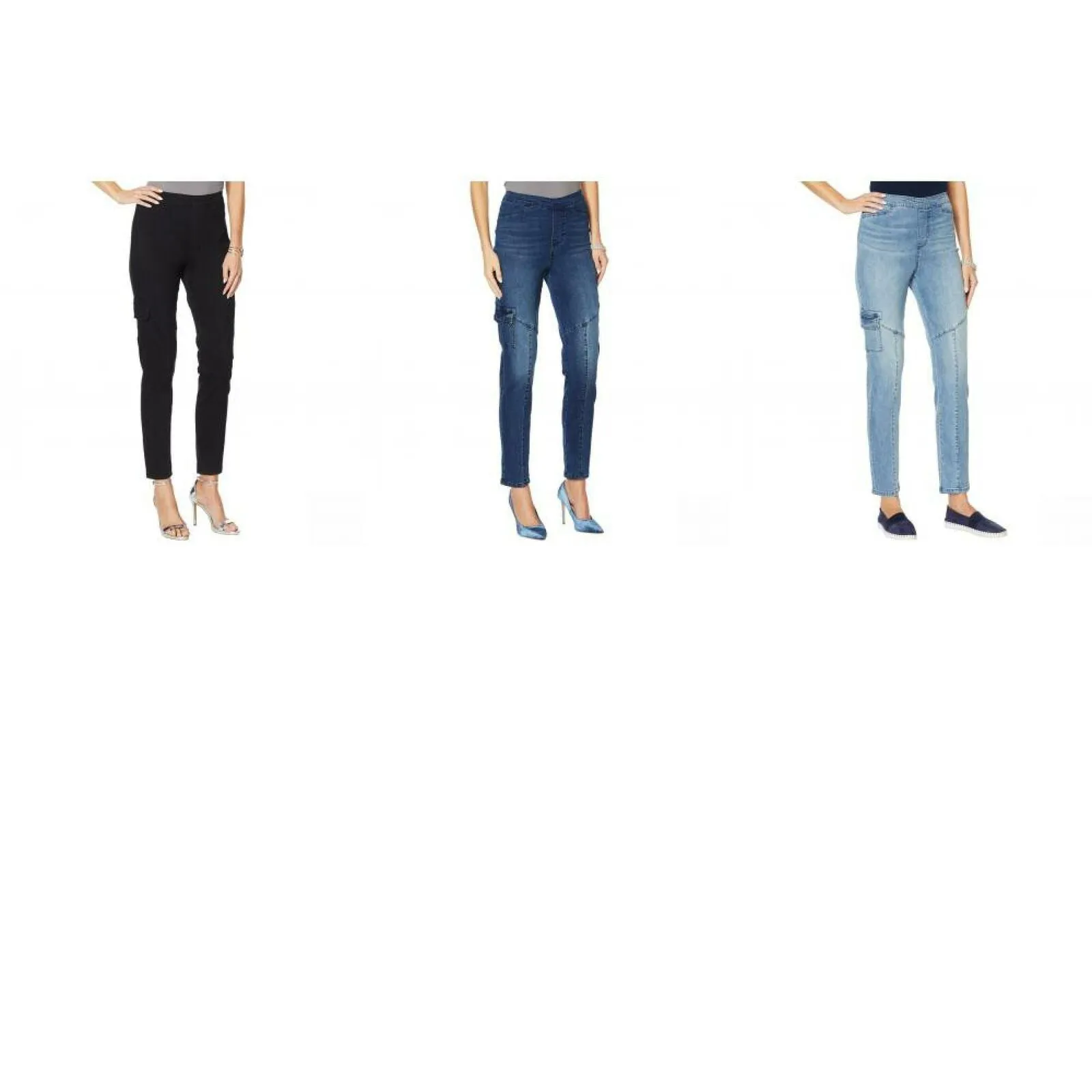 DG2 by Diane Gilman Women's Petite Cropped Stretch Twill Cargo Jeggings