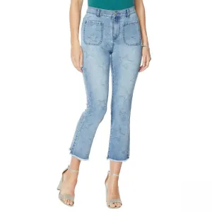DG2 by Diane Gilman Women's Petite Star Needlepunch Cropped Jeans