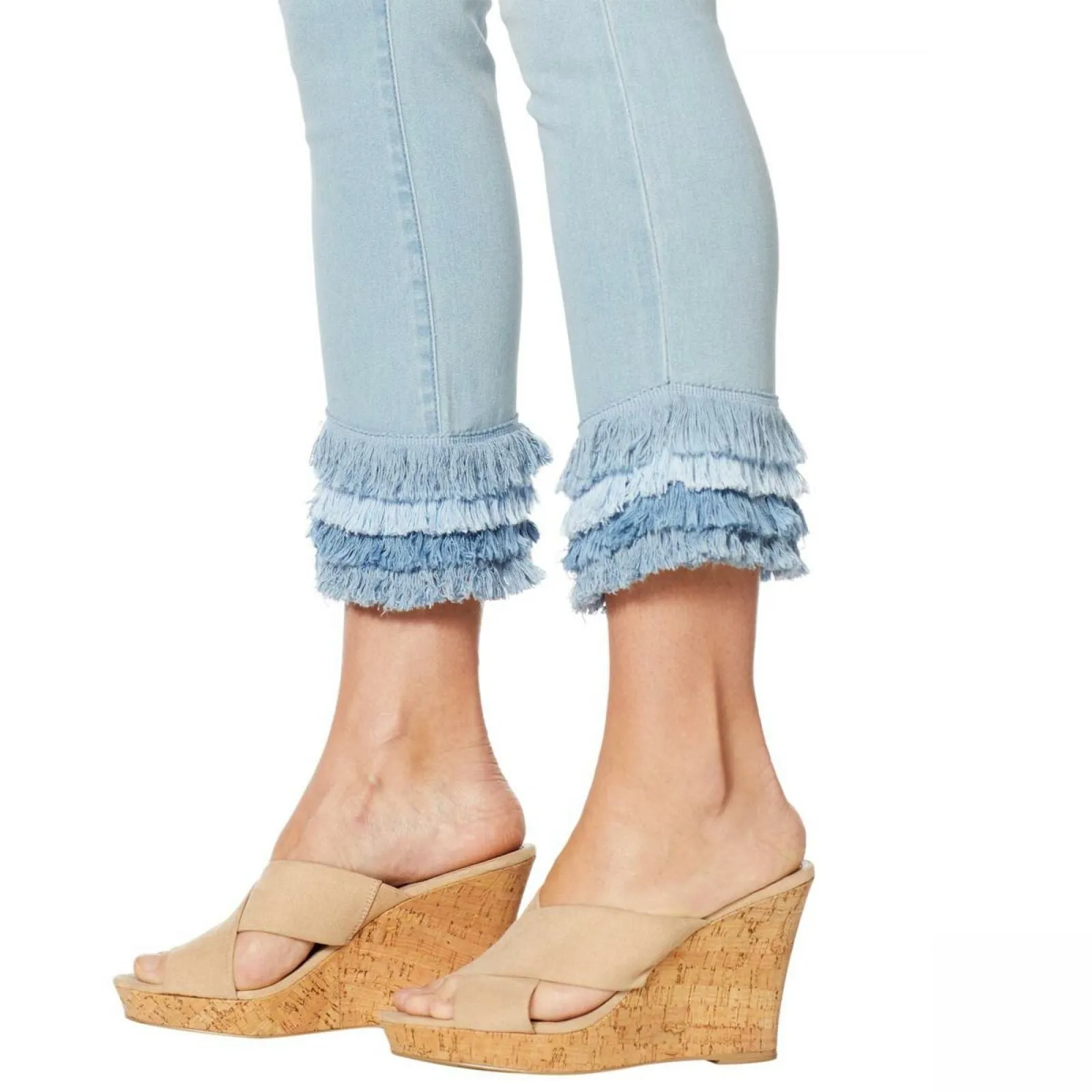 DG2 by Diane Gilman Women's Petite Virtual Stretch Layered Fringe Crop Jeans