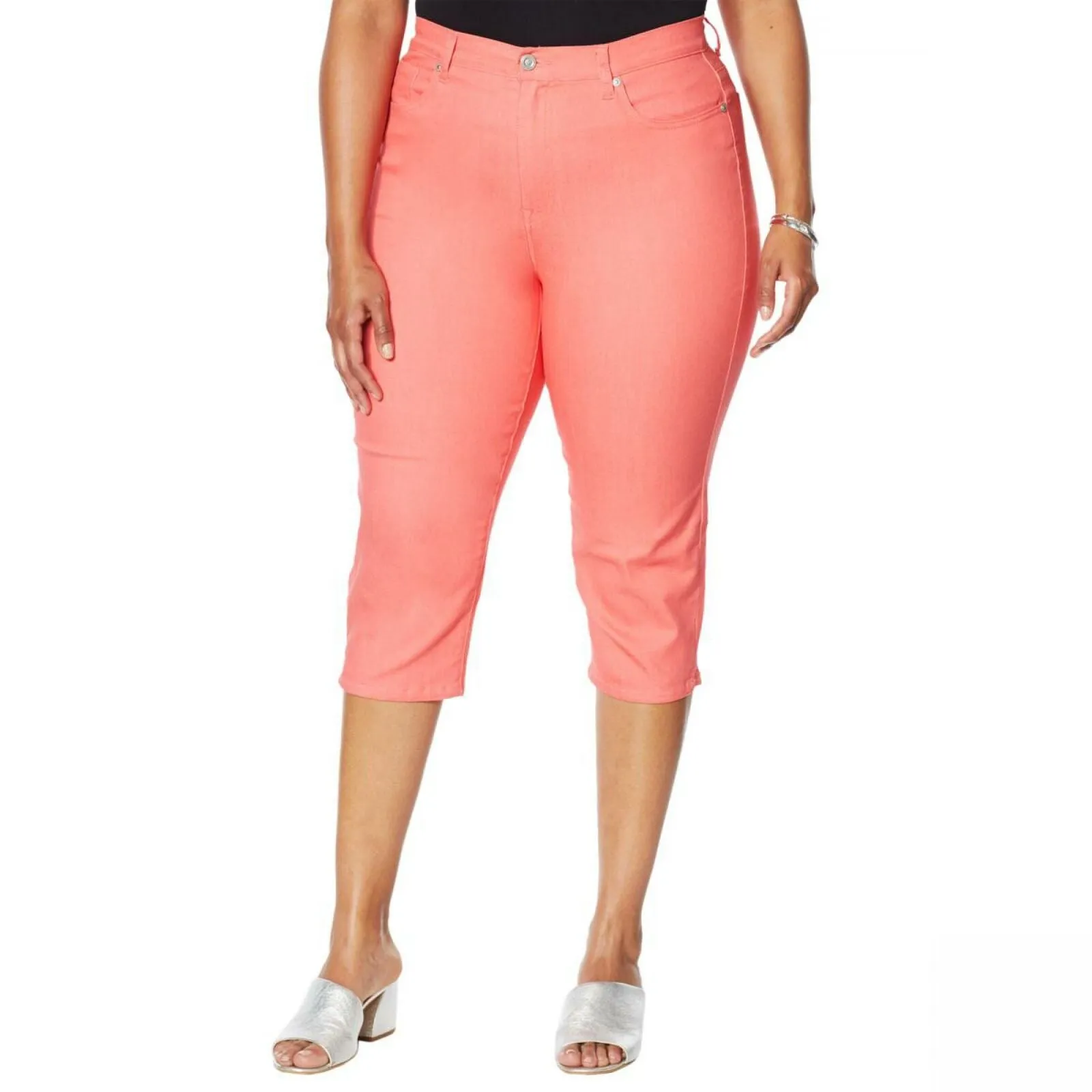 DG2 by Diane Gilman Women's Plus Size Classic Stretch Denim Pedal Pusher Jeans