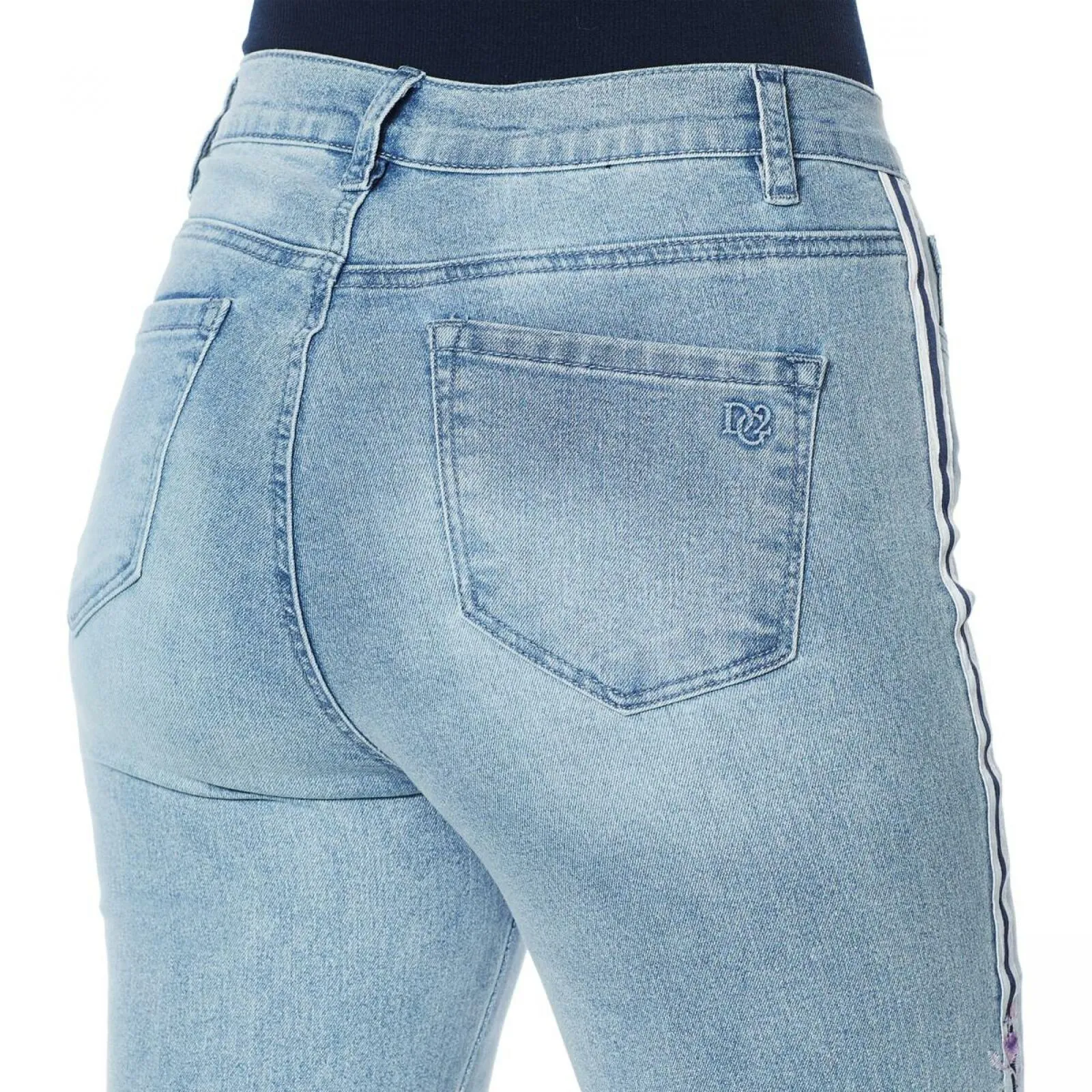 DG2 by Diane Gilman Women's Plus Stretch Embroidered Stripe Skinny Jean