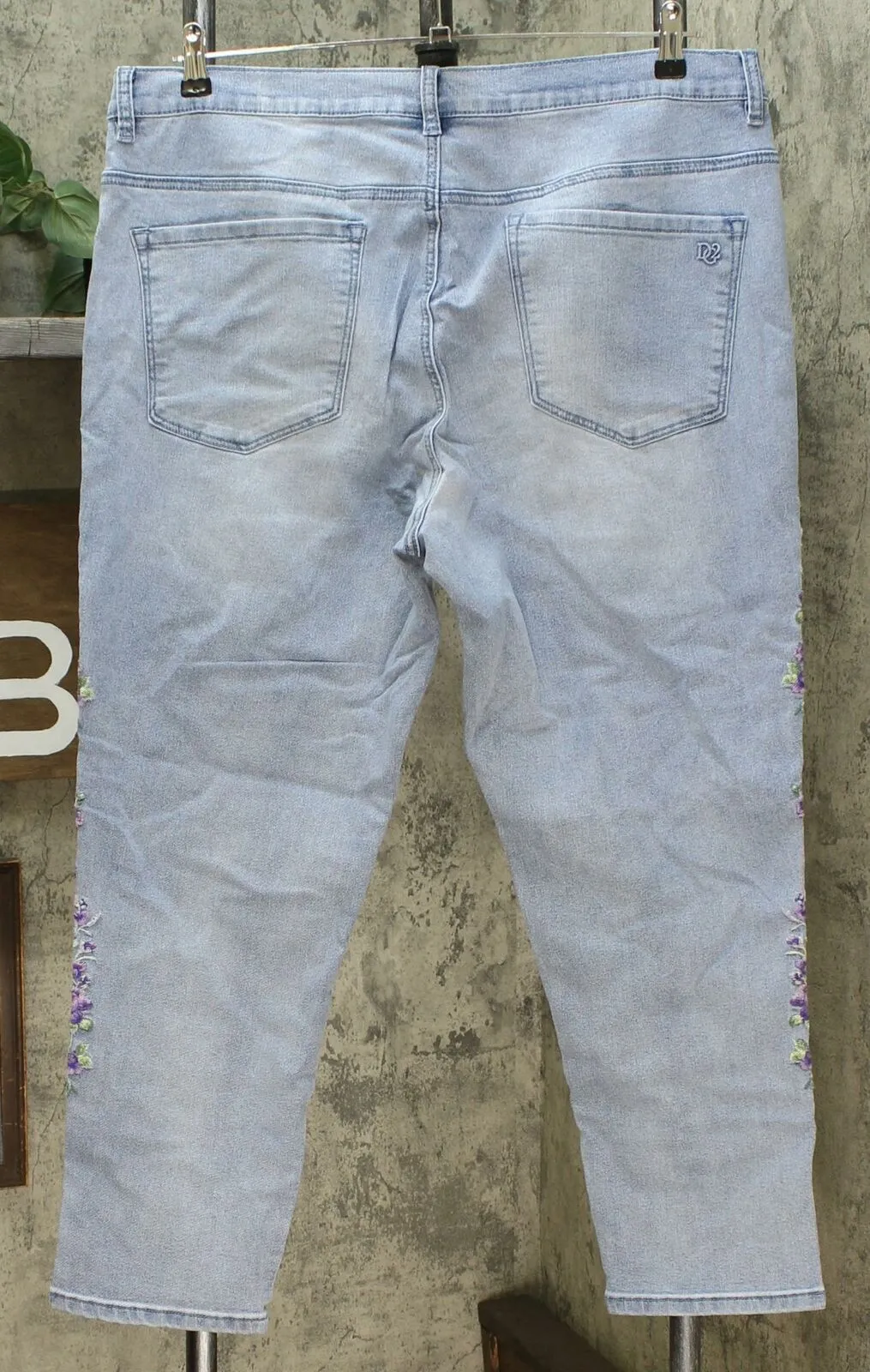 DG2 by Diane Gilman Women's Plus Stretch Embroidered Stripe Skinny Jean