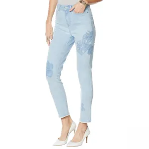 DG2 by Diane Gilman Womens Sorbet Floral Appliqué Ankle Jean