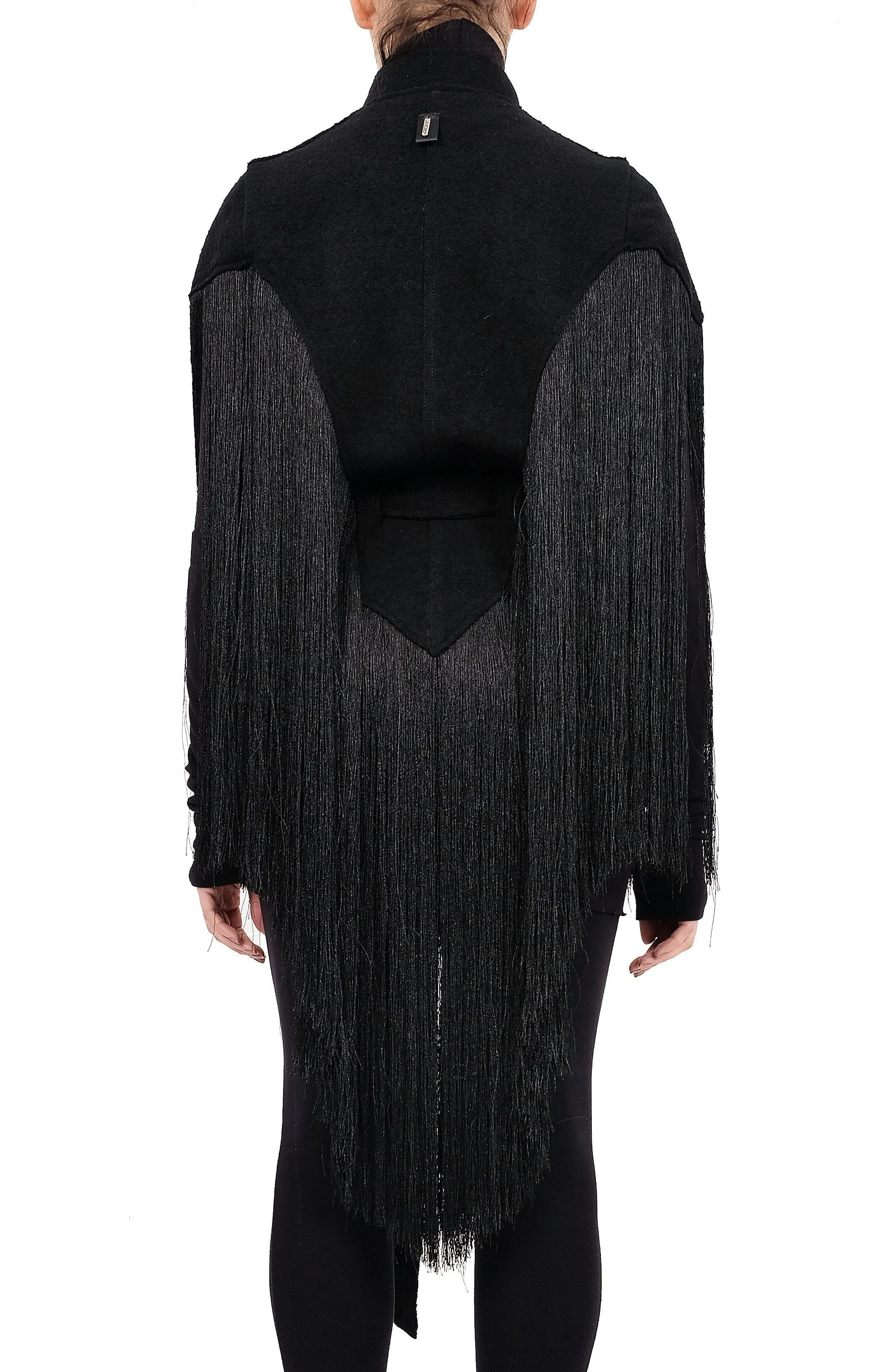 Double Breasted Fringe Poncho