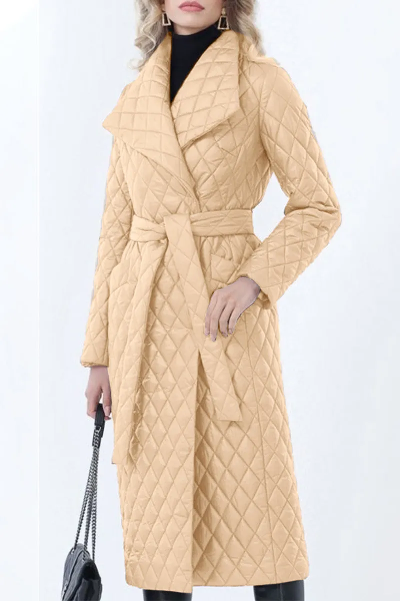 Elegant Solid Pocket Turndown Collar Outerwear