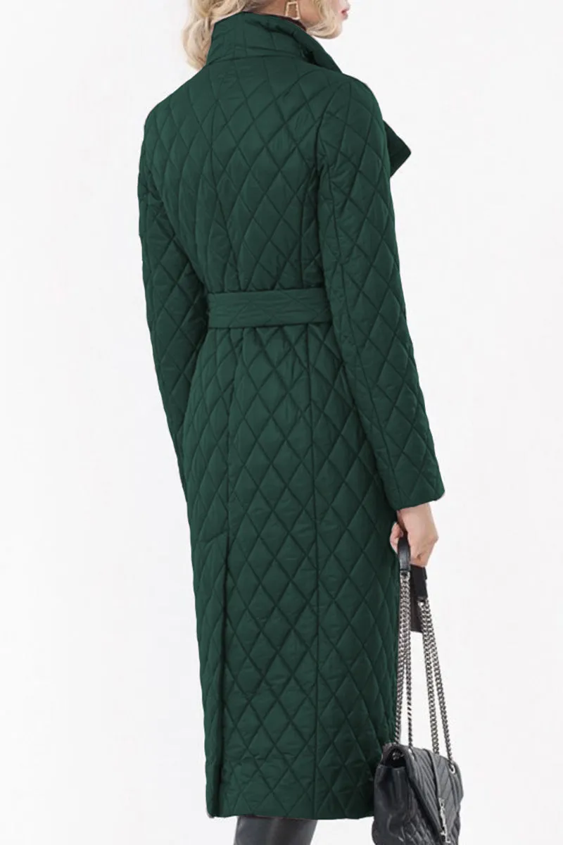 Elegant Solid Pocket Turndown Collar Outerwear