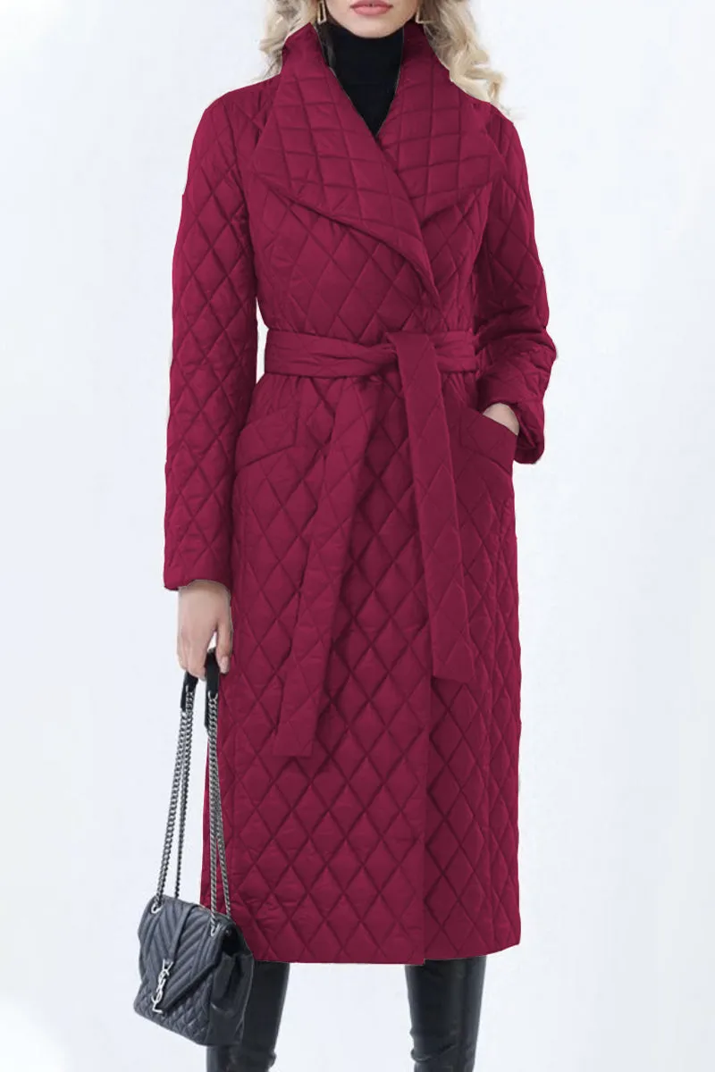 Elegant Solid Pocket Turndown Collar Outerwear