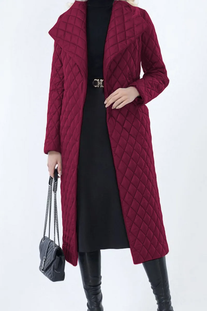 Elegant Solid Pocket Turndown Collar Outerwear