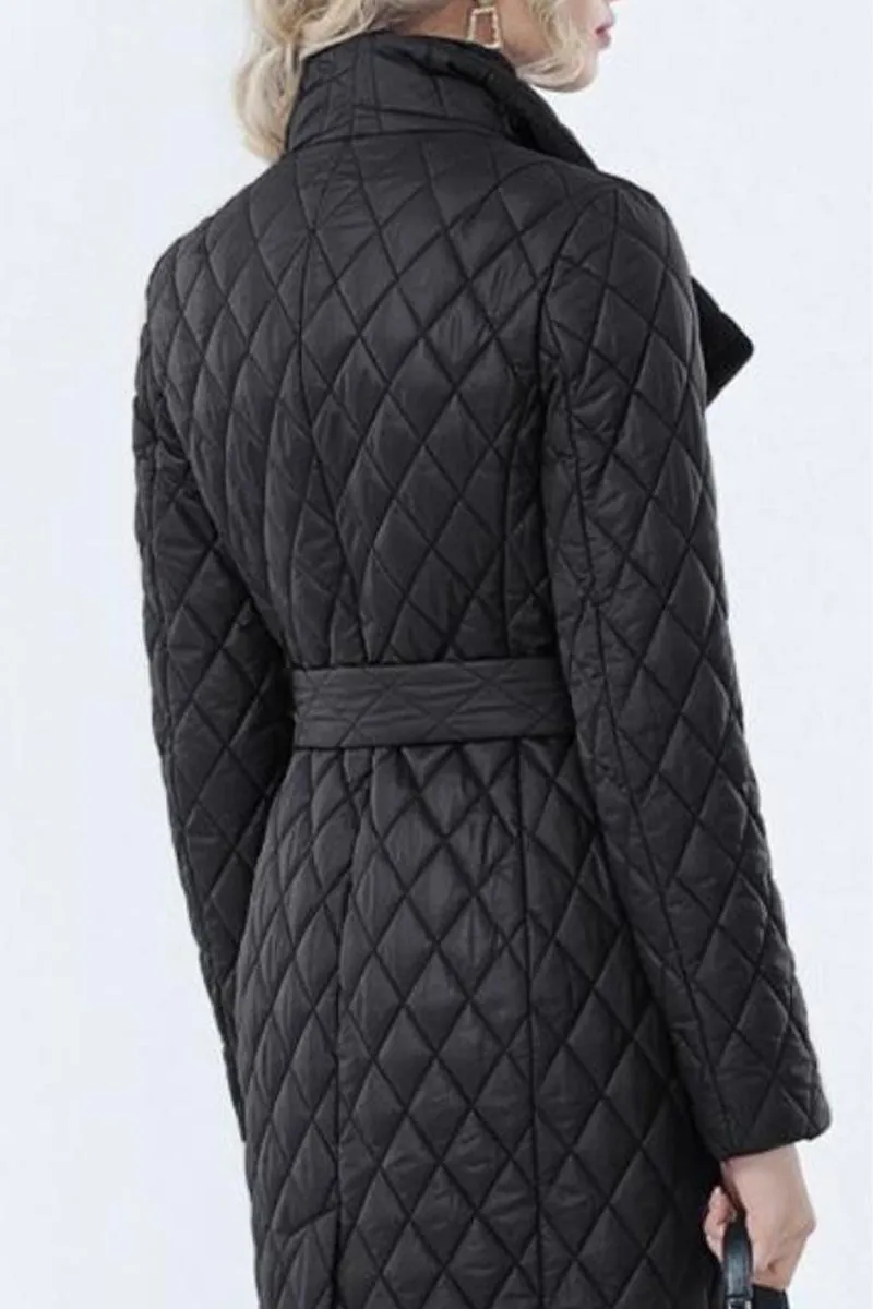 Elegant Solid Pocket Turndown Collar Outerwear
