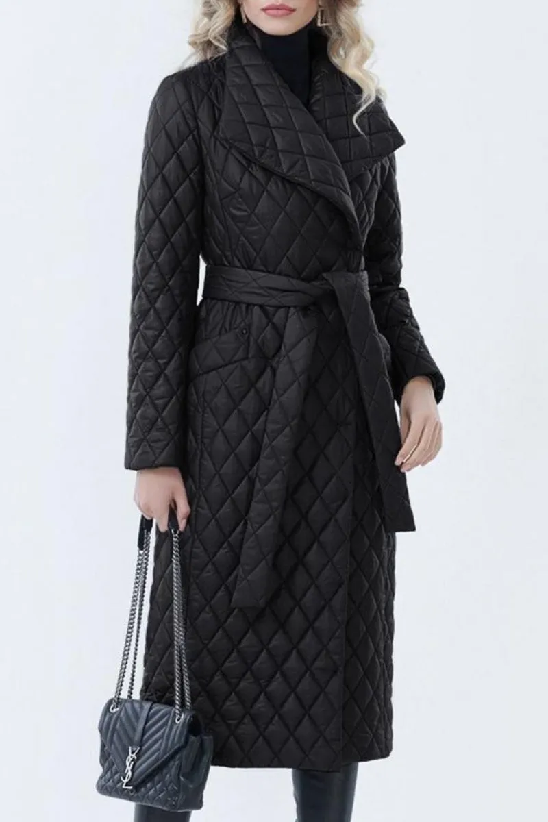 Elegant Solid Pocket Turndown Collar Outerwear