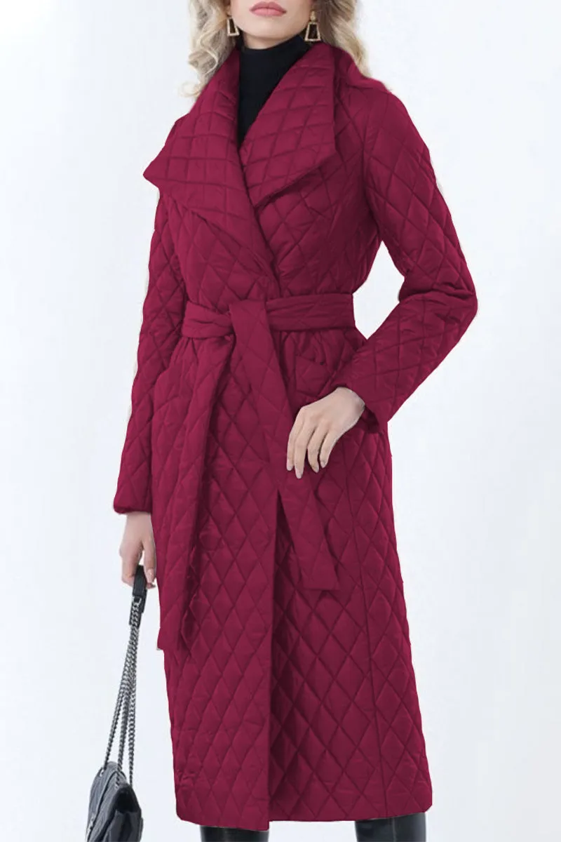 Elegant Solid Pocket Turndown Collar Outerwear