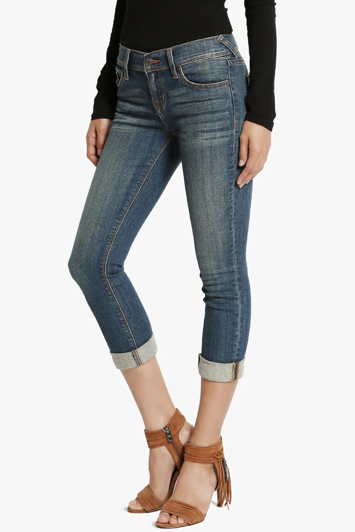 Emberleigh Dark Wash Low Rise Crop Skinny Jeans