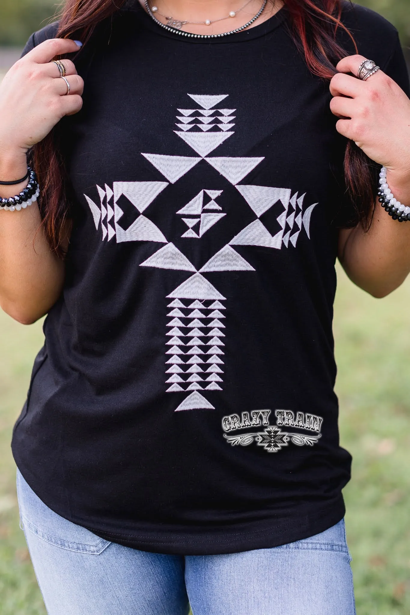 Embroidered Aztec Top