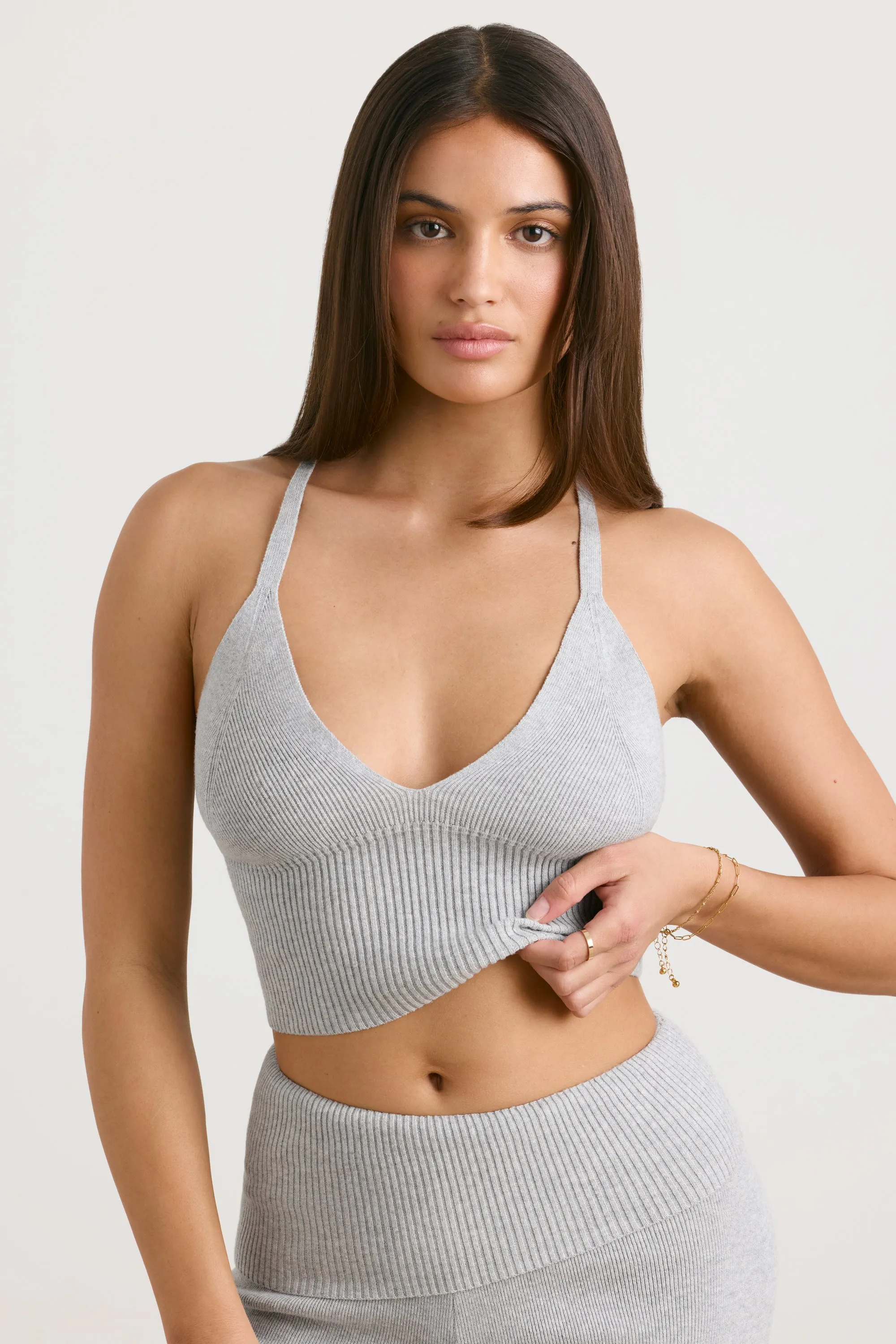 Eternal - Chunky Knit Tank Top in Heather Grey