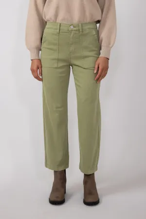 Eunina Dawn Super High Rise Wide Leg Cropped Pants for Women in Green Olive | E0001770FM-GOLIV