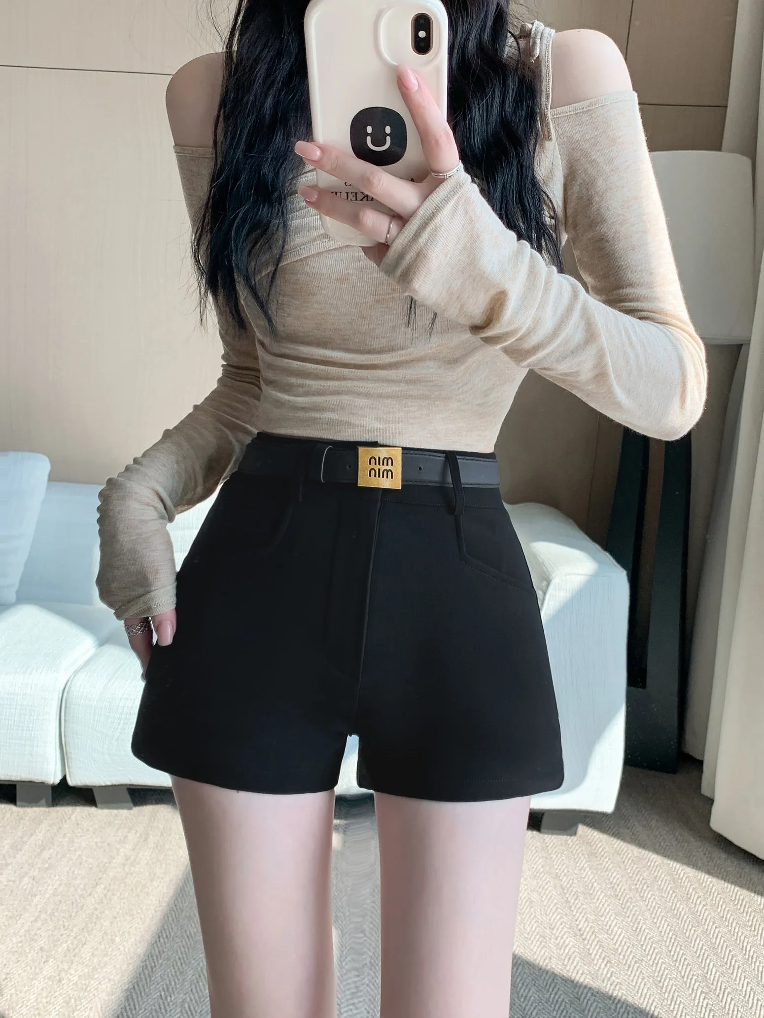 Fashionable High Waist Skinny Chino Shorts for Women