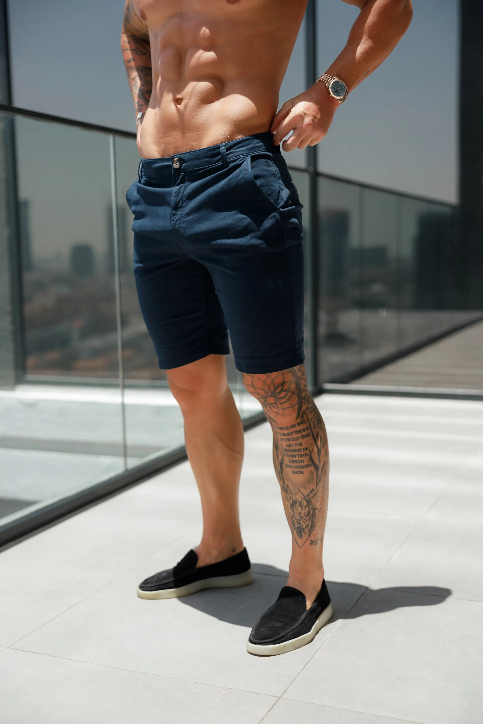 Father Sons Slim Fit Navy Chino Shorts - FSH148
