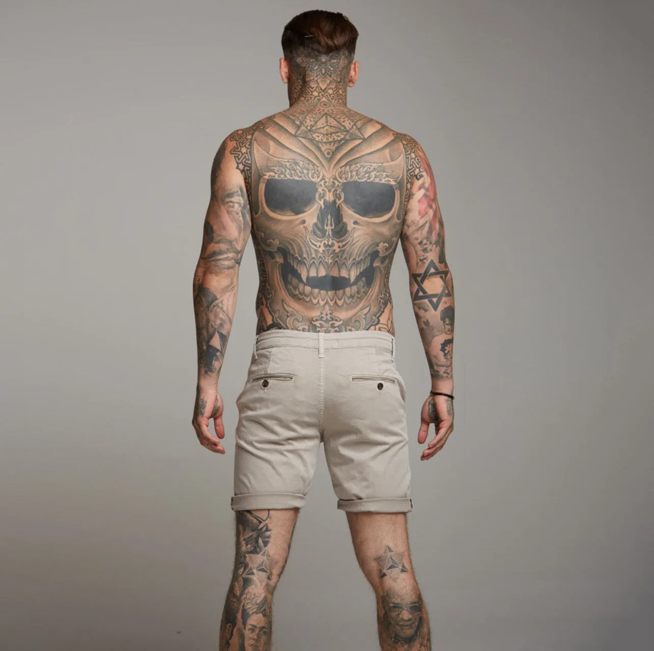 Father Sons Slim Fit New Beige Chino Shorts - FSH983
