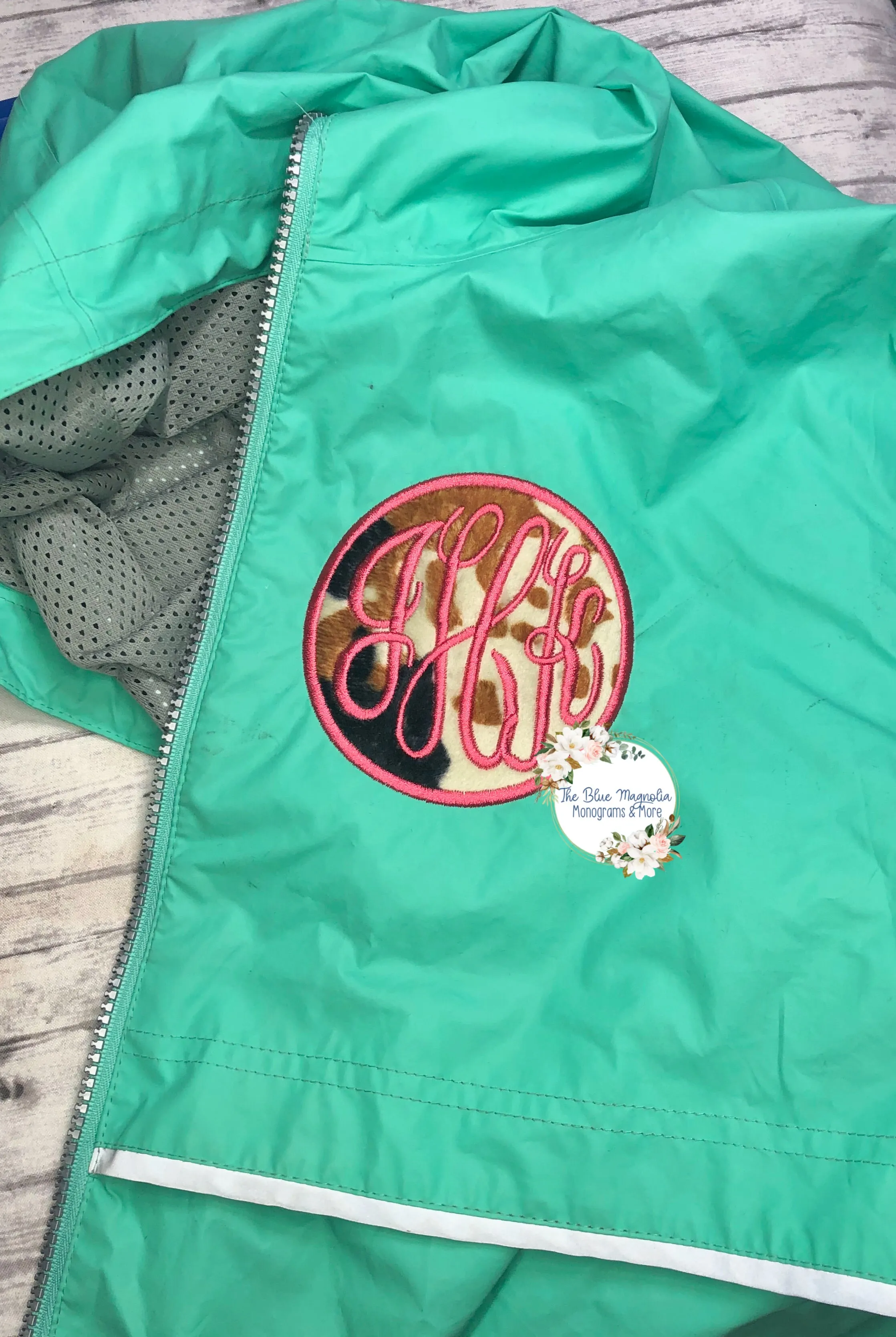 Faux Cow Hide Monogram Rain Jacket