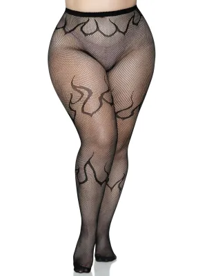 Flame Net Tights Curvy Size
